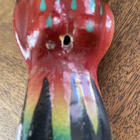 Vtg Hand Painted Folk Art Ceramic Bird Toucan 5” Colorful Mexican READ No Hanger - Picture 9 of 11